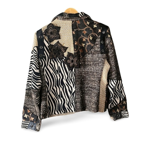 Sandy Starkman Silk and Leather Vintage Patchwork Jacket - Picture 2 of 14